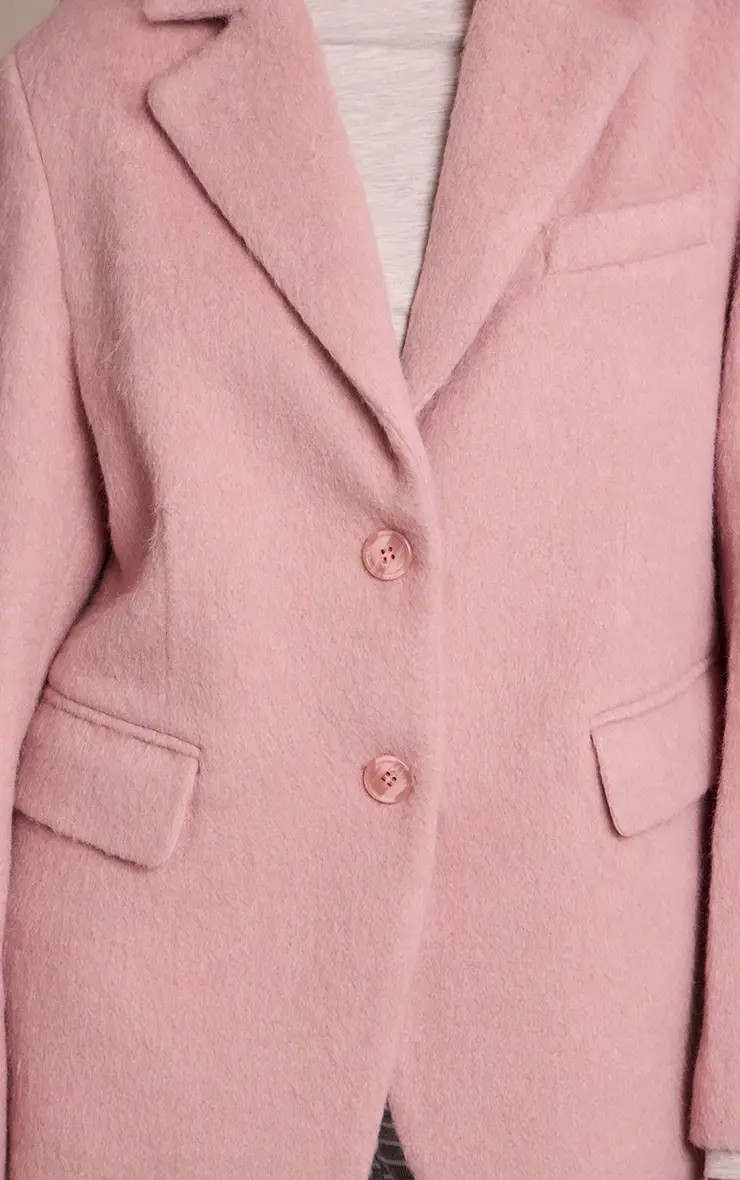 Pink PrettyLittleThing Brushed Wool Look Oversized Blazer | Boohoo | Boohoo.com (UK & IE)