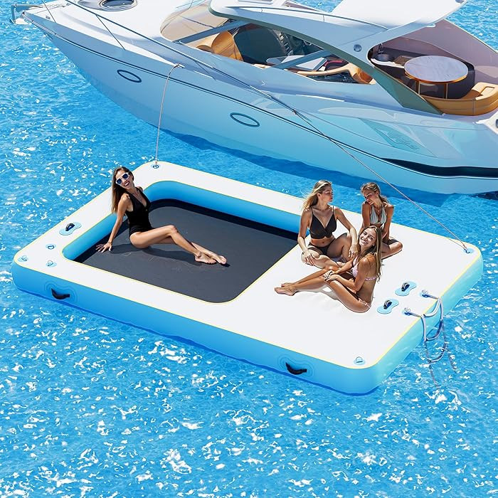 Inflatable Floating Dock, Non-Slip 6/7/8/10/12 FT Air Dock Platform loating Island Raft with Rope... | Amazon (US)