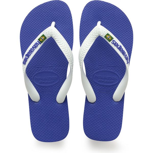 Kids Brazil Logo Flip Flops, Marine Blue - Havaianas Shoes | Maisonette | Maisonette