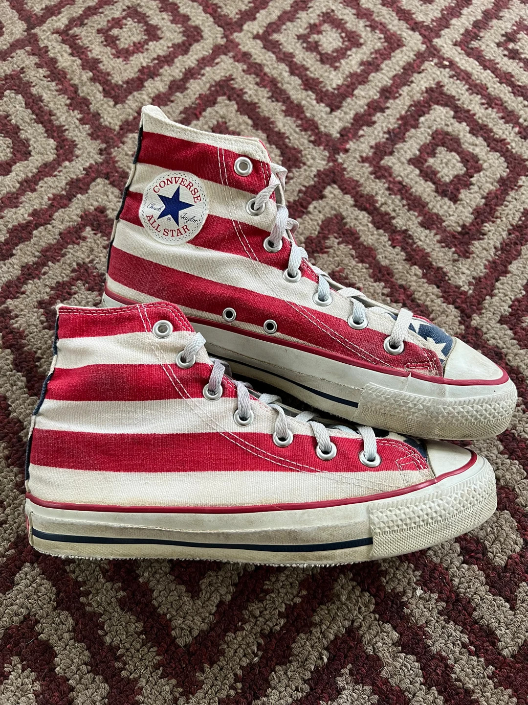 Vintage 90s Converse Chuck Taylor High USA Flag Sneakers Size 6 - Etsy | Etsy (US)