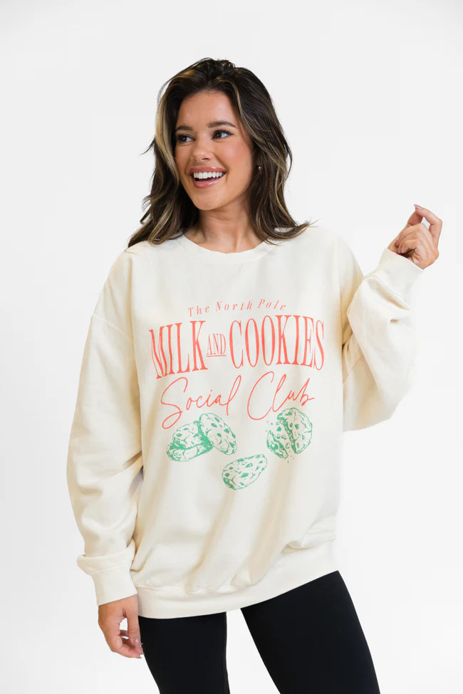 Milk and Cookies Cream Oversized Graphic Sweatshirt DOORBUSTER | Pink Lily
