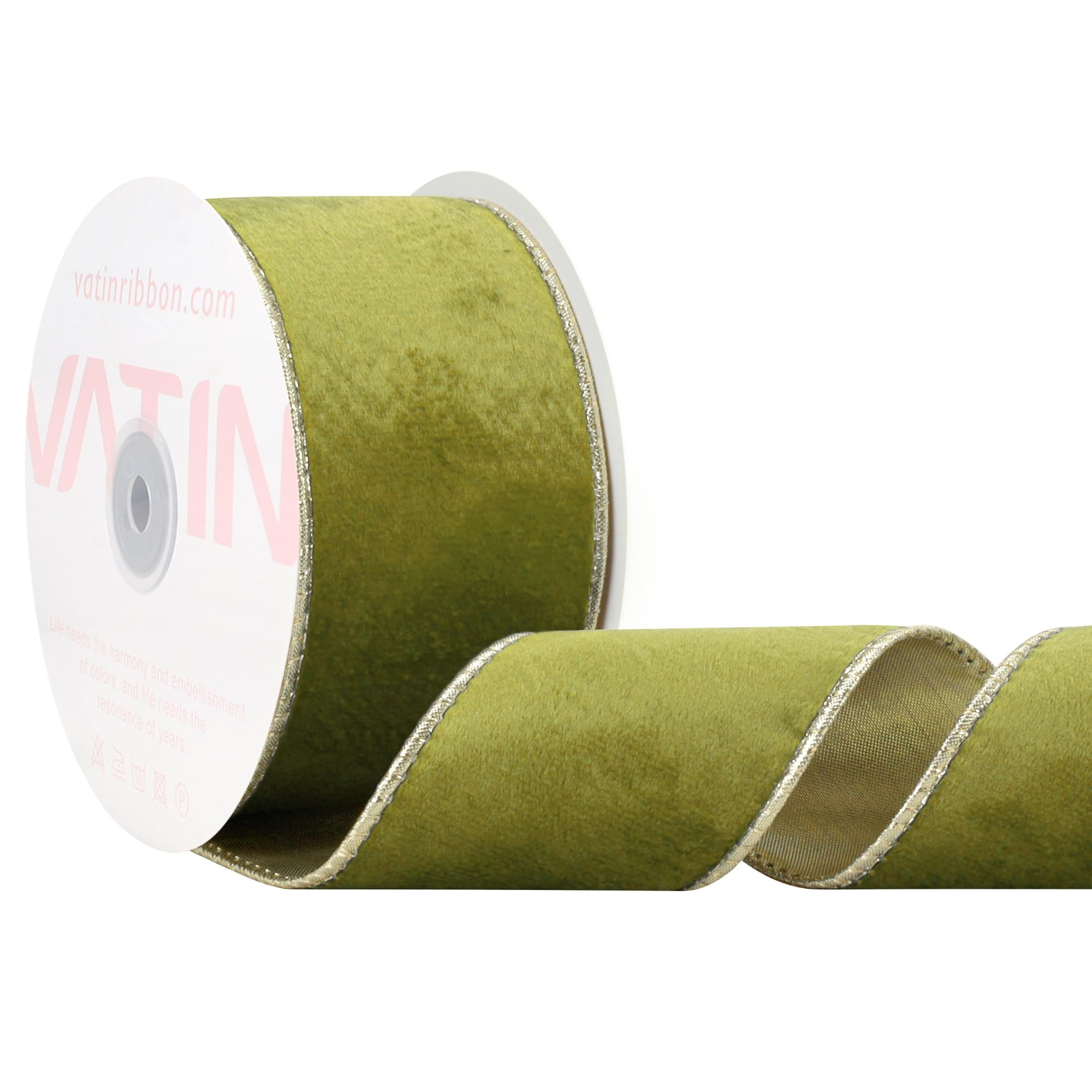 VATIN Green Velvet Wired Ribbon 2.5" Metallic Grass Green Velvet Christmas Ribbon for Floral Arra... | Amazon (US)