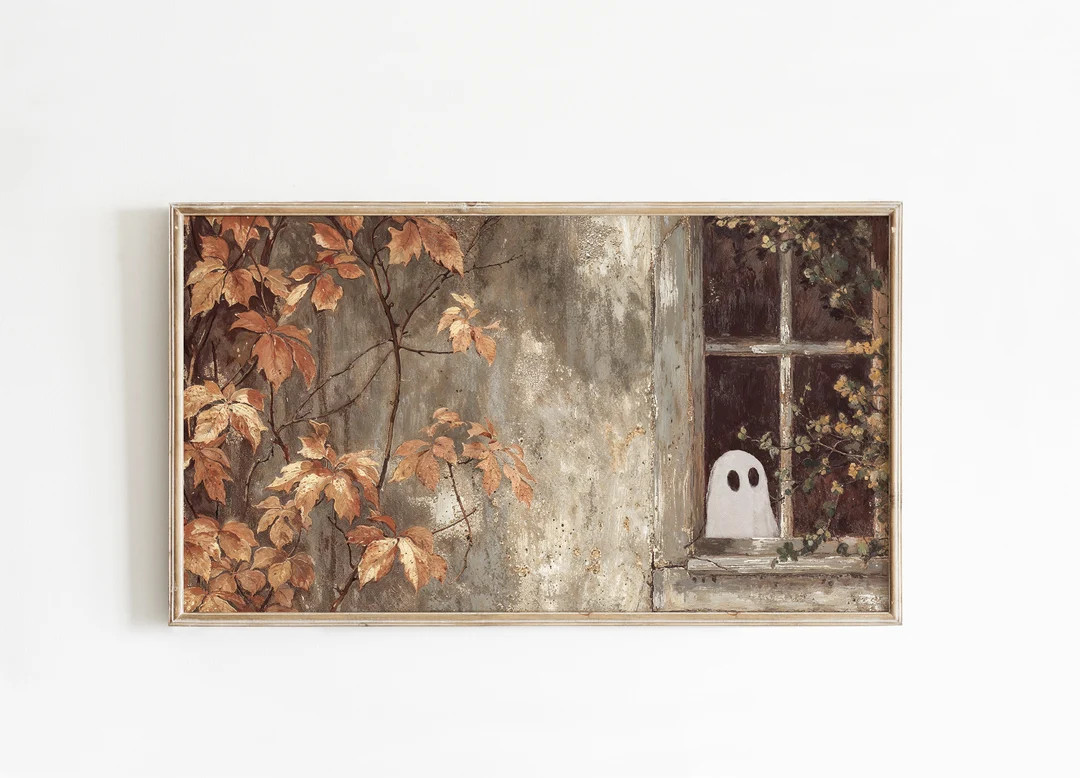 Frame Tv Art Halloween Ghost, Fall Artwork for Frame Tv, Autumn Screensaver Tv Image - Etsy | Etsy (US)