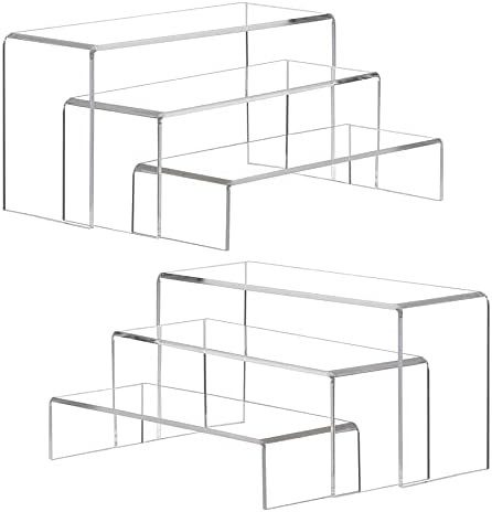 ANDGOO Display Risers, 6 Pcs(7.9”L~8.3”L~8.7”L) Rectangular Clear Acrylic Showcase Collecti... | Amazon (US)