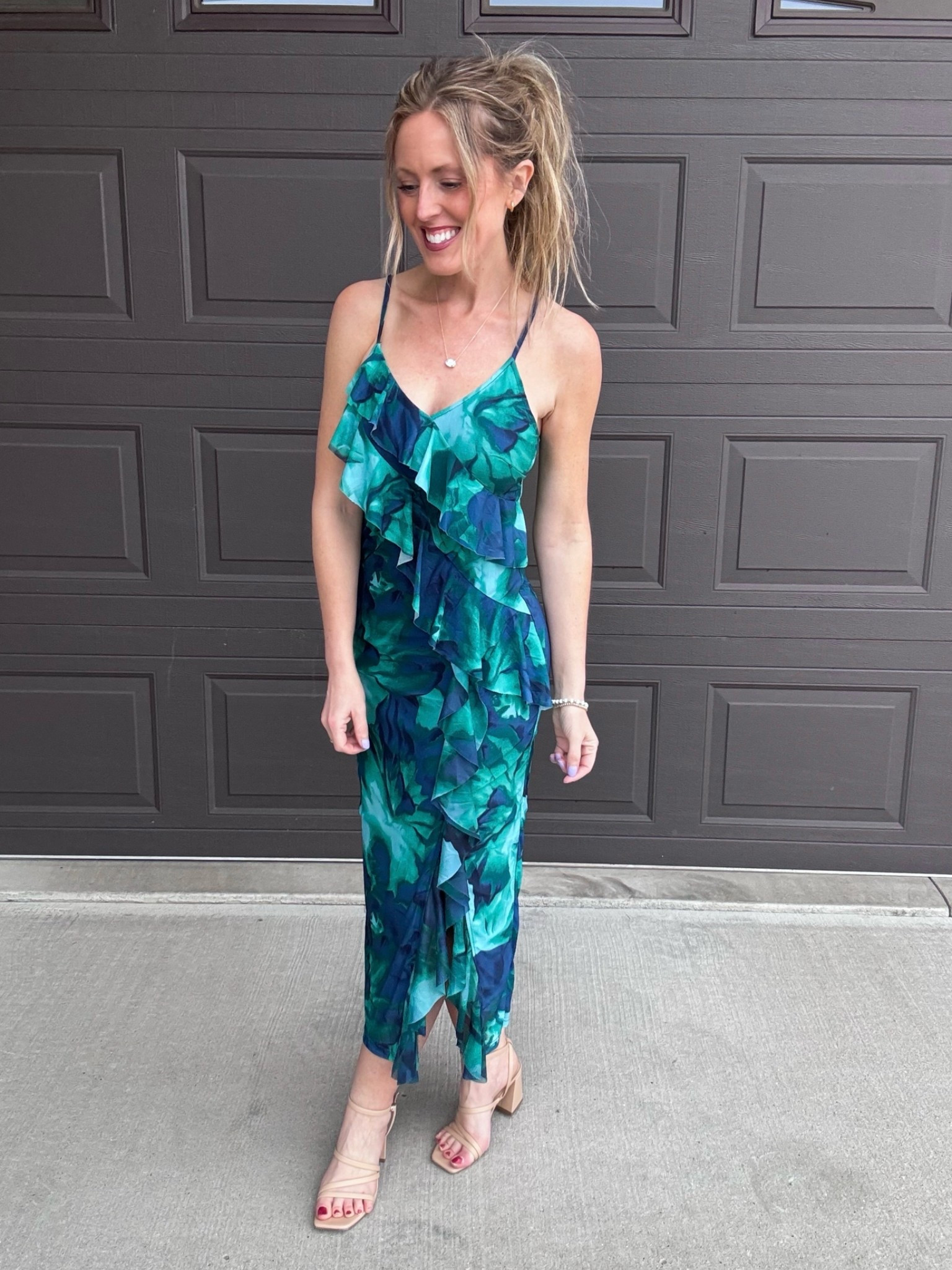Loving this blue and green print and the ruffle detail! 💙💚 Perfect for a spring or summer wedding! Wearing a small.

As an Amazon Influencer I earn commission on qualifying purchases.

Blue and green print maxi dress, Amazon dresses, mom style, wedding guest dress for summer, what to wear summer 2026, maxi dress with ruffle details

#LTKOver40 #LTKMidsize #LTKootd
