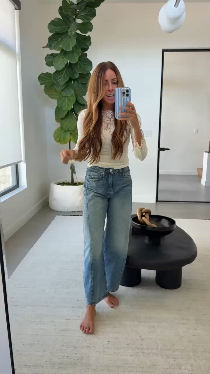 The prettiest lace top for fall!