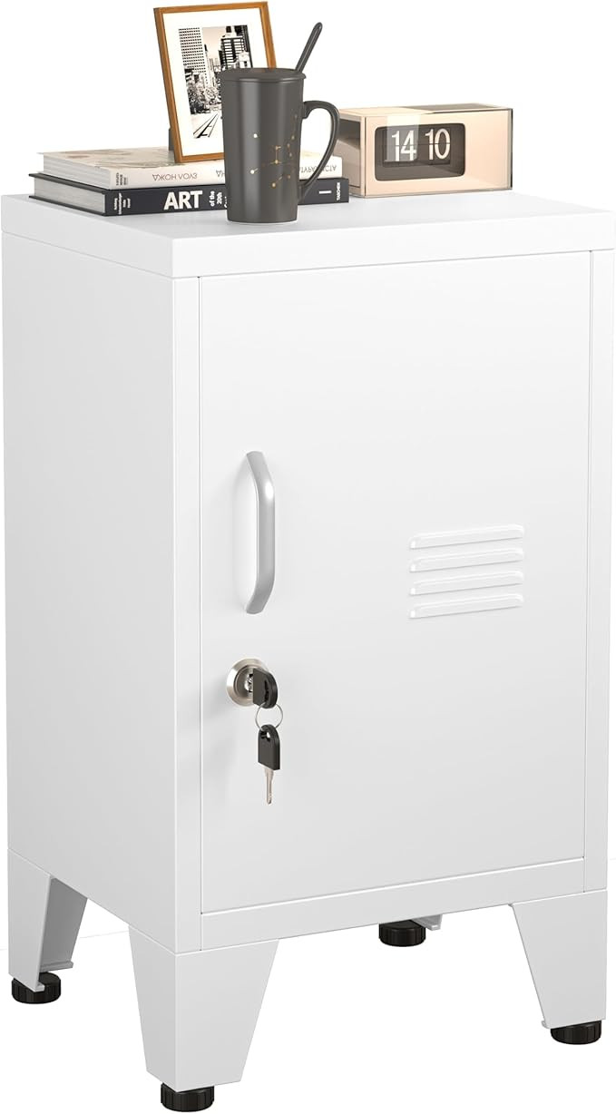 24.5"H Metal Locker Storage Cabinet with Lock - Small Lockable Employees Locking Cabinet Steel Lo... | Amazon (US)