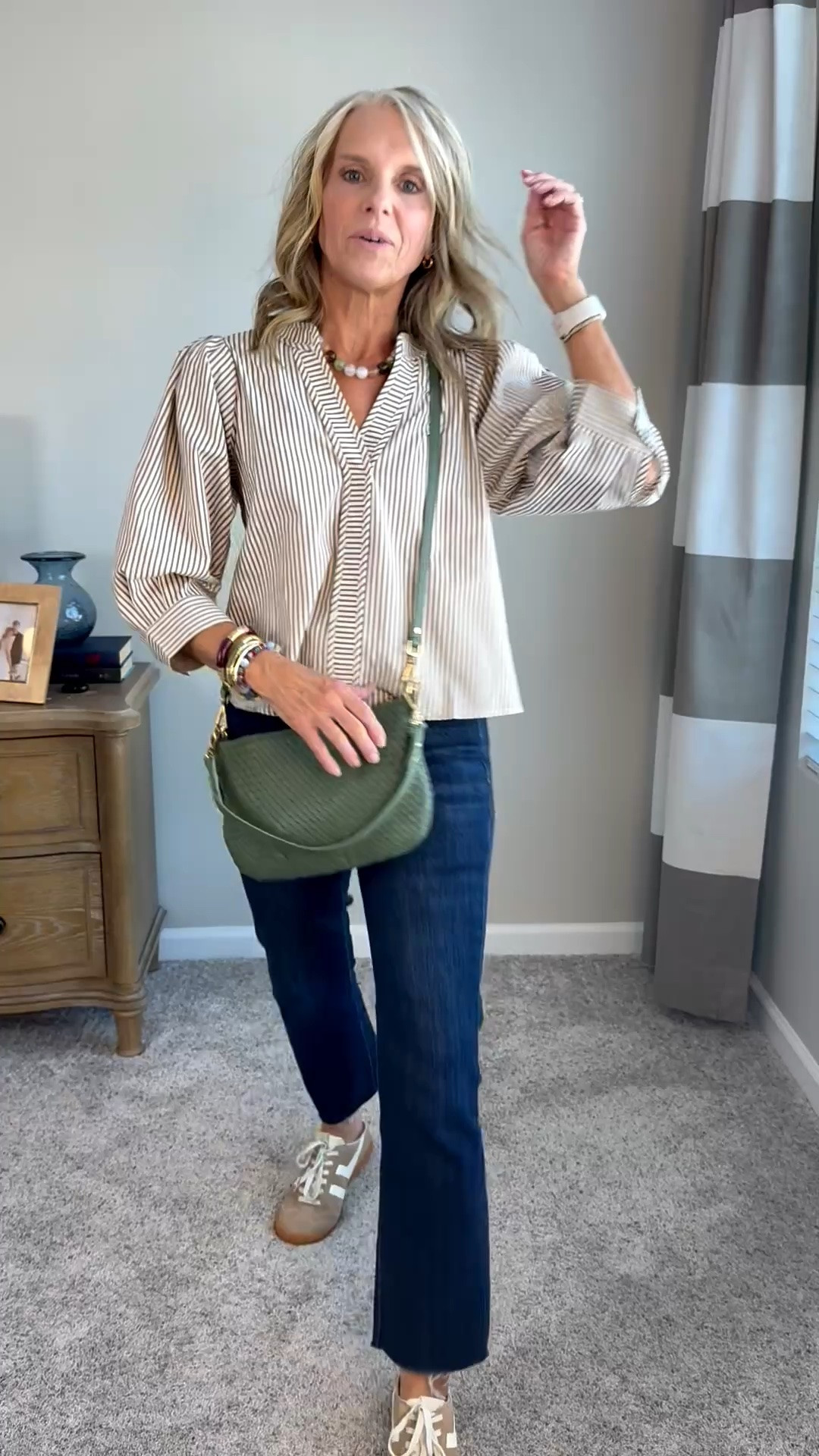 Wearing small top and 27 jeans. This is the perfect late summer, early fall look and the ecru jeans will be fantastic this fall and winter.

#LTKdayinmylife #LTKootd #LTKOver40