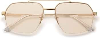 SOJOS Trendy Aviator Sunglasses Mens Womens Retro Double Bridge Metal Semi-Rimless Shades Lentes ... | Amazon (US)