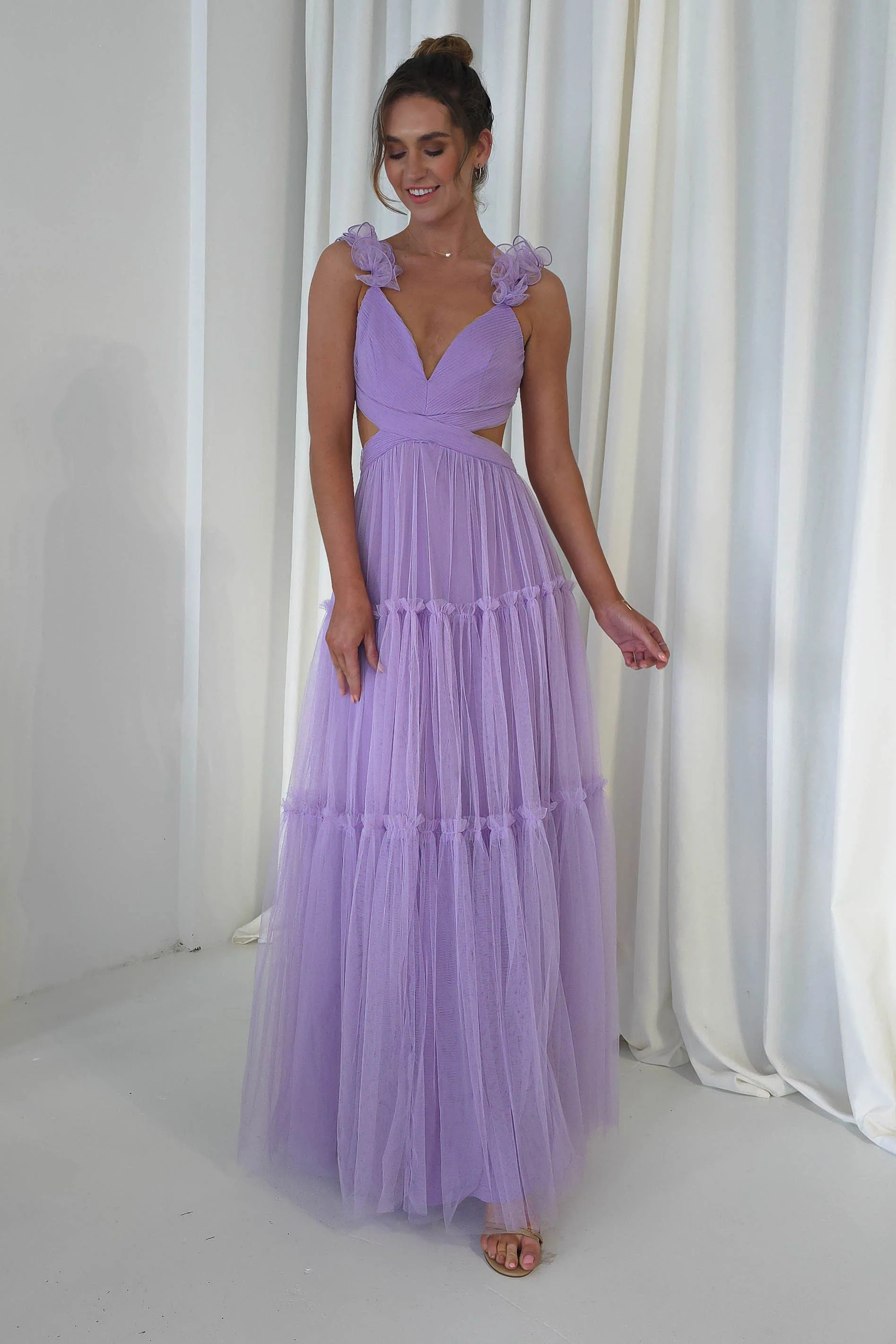 Galiena Ruffle Tulle Maxi Dress | Lilac | Oh Hello Clothing