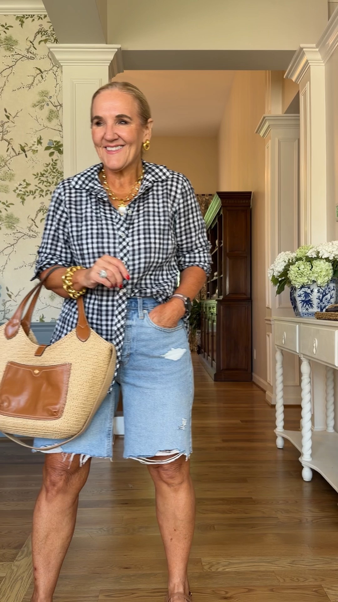 Top size medium 
Jeans shorts size 8
10% off my tote code NANETTE

#LTKSaleAlert #LTKOver40 #LTKootd