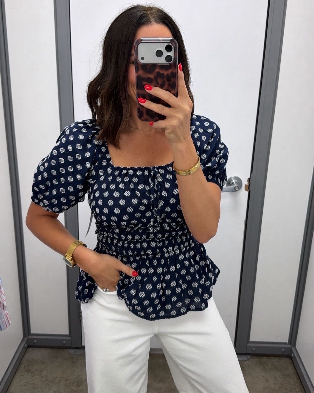 This Walmart top is one of those pieces that looks way more expensive than it is. 💙

The smocked waist gives it such a flattering fit, and I love the navy print paired with white denim for summer. Easy to dress up with wedges or keep casual with sandals.

Wearing XS. ✨

#walmartfashion #walmartfinds #walmartstyle #affordablefashion #summerstyle #casualchic #whitejeans #everydayoutfit #fashionfinds #budgetfashion #summeroutfit #outfitinspo #ltkstyle #ltkwalmart #classicstyle
