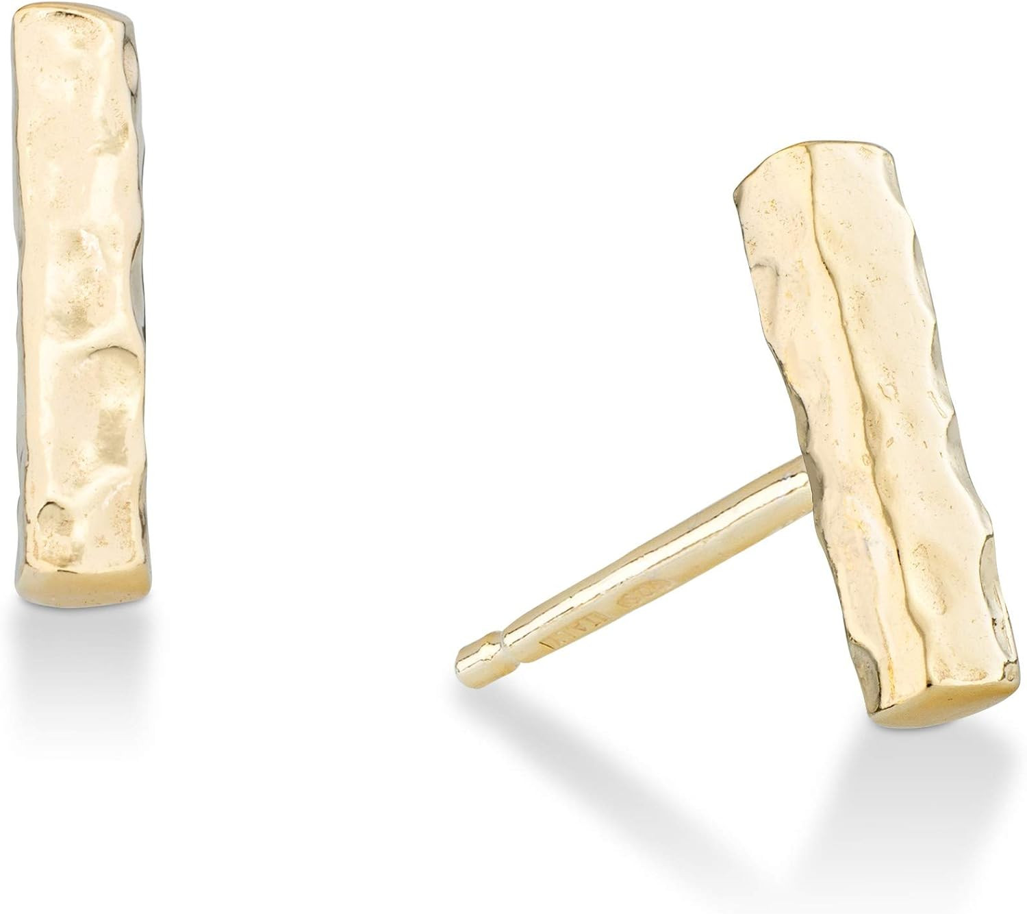MiaBella 925 Sterling Silver or 18Kt Gold Over Silver Hammered Minimalist Flat Bar Dainty Stud Ea... | Amazon (US)
