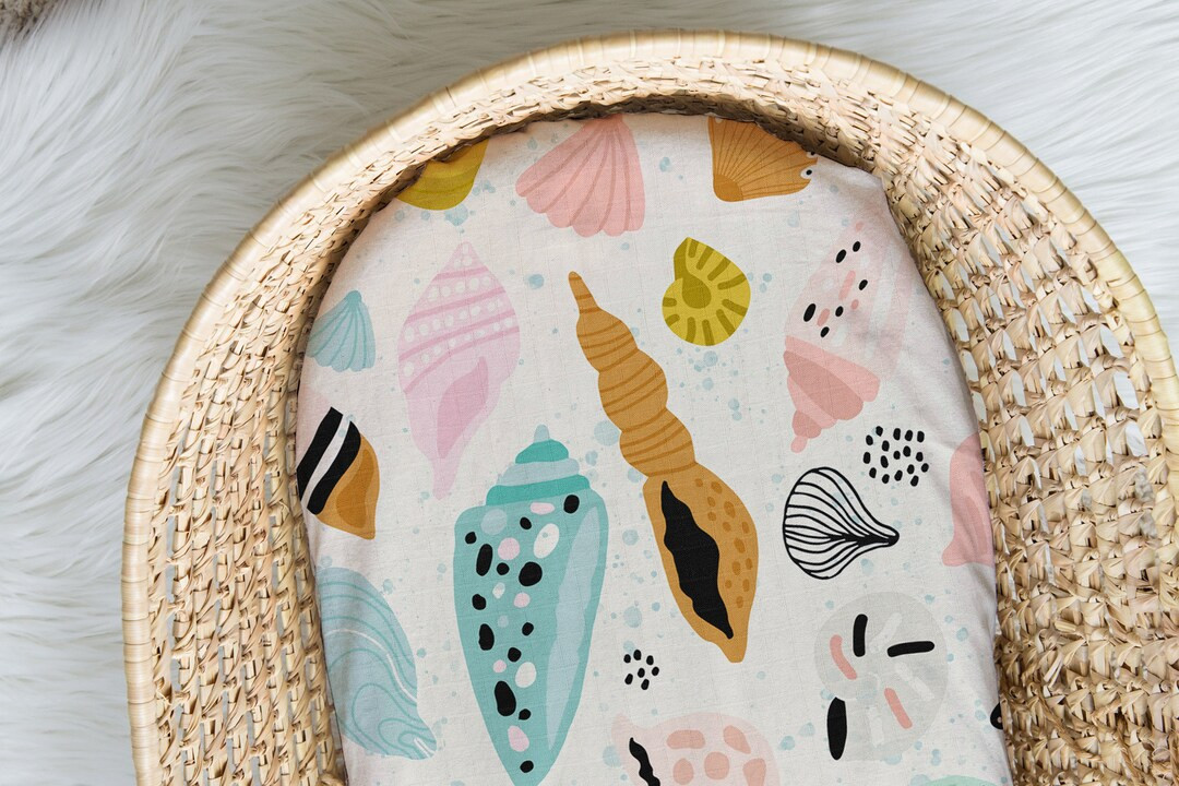 She Sells Seashells Moses Basket Sheet 100% Organic Cotton Muslin Baby Bedding - Etsy | Etsy (US)