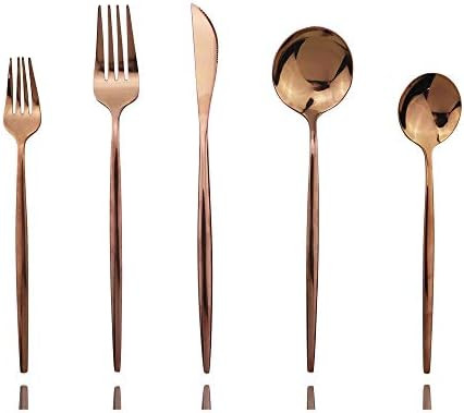 Rose Gold Silverware Set, JASHII 30-Piece Stainless Steel Flatware Cutlery Set for 6, Elegant Hou... | Amazon (US)