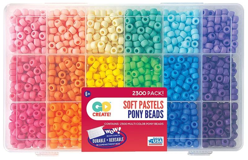 The Beadery Soft Pastel Color Bead Box, 2300 Plastic Matte Pony Beads | Walmart (US)