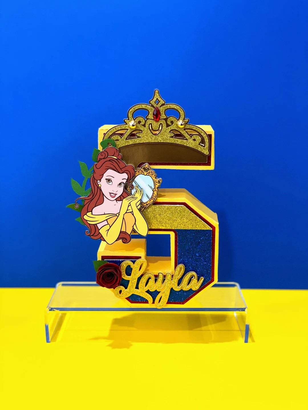 Belle Princess 3D Letter or Number With Name Enchanted Rose Princess Party Theme Beauty and the B... | Etsy (US)