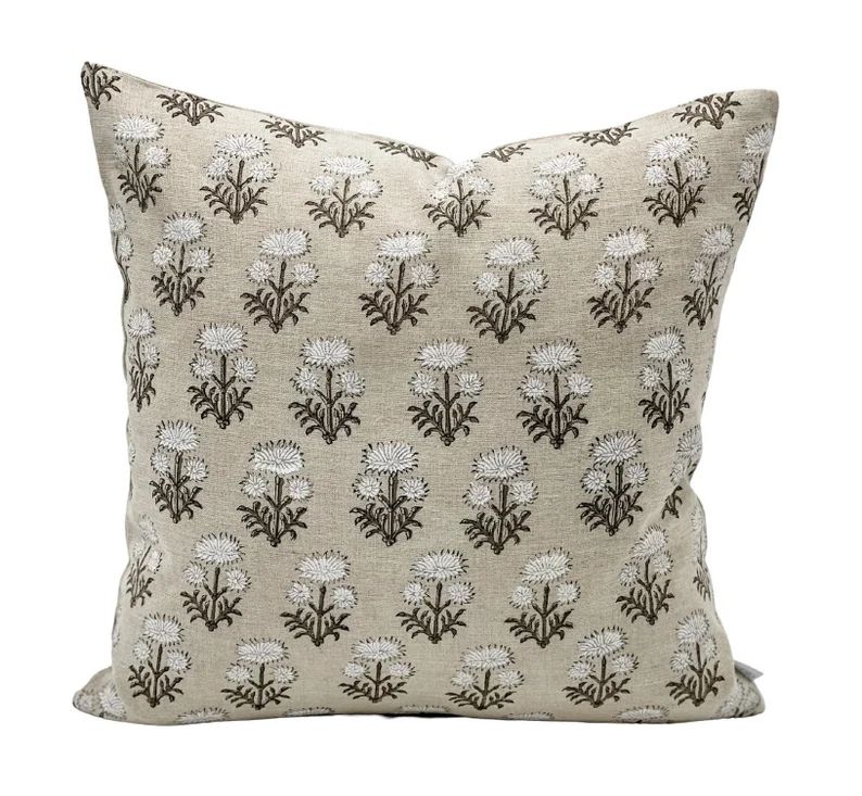 Krinto Floral in Chalk/Cement // Designer Throw Pillow // Botanical Pillow, High End Pillow, Flor... | Etsy (US)