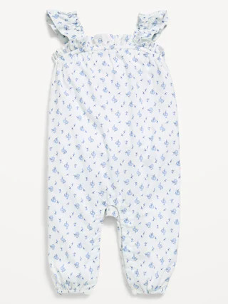 Printed Sleeveless Textured Ruffle-Trim Jumpsuit for Baby | Old Navy (US)