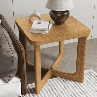 MAYEERTY Side Table Solid Wood Natural Wood Rectangle 24x24x24in | Target