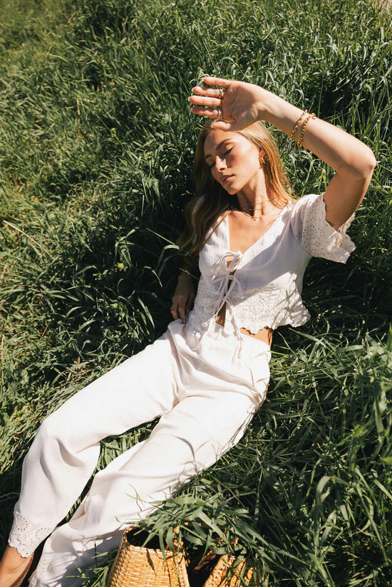 Ollie Embroidered Wide Leg Pants | Böhme US