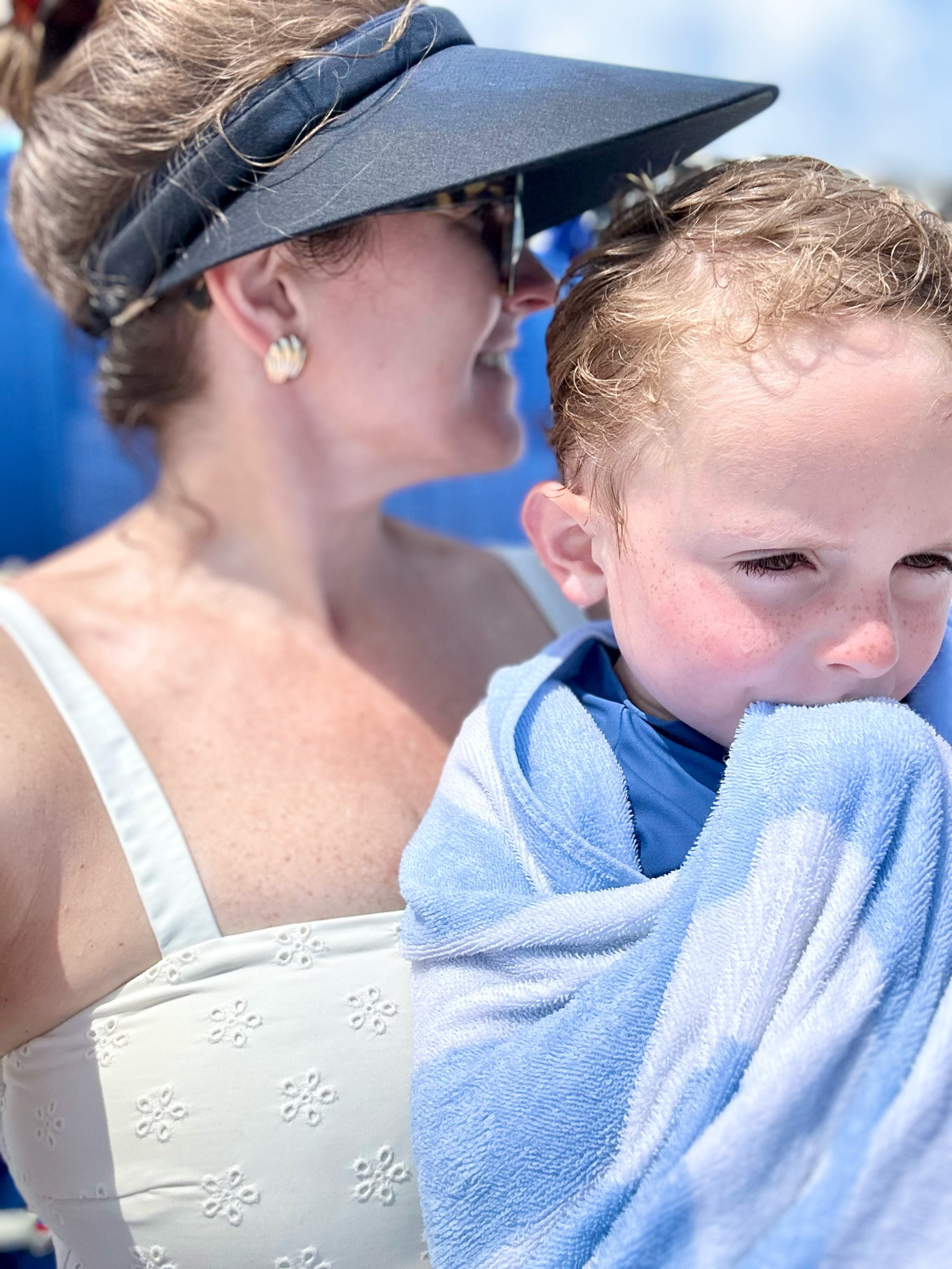 Another day another favorite swimsuit, with my Little in my lap taking a break from the surf.

My swimsuit is now under $55 this weekend. 

But for the earrings you’ll have to head to Instagram Stories to learn about them. You won’t believe me when I tell you where I got them.

Visor is from The US Open and I love wearing it anytime I’m out in the sun! 

#LTKSwim #LTKKids #LTKOver40