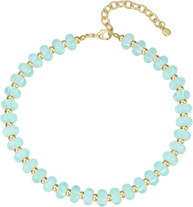 GZQ Chunky Colorful Resin Beaded Necklace for Women, Adjustable Boho Statement Choker Necklace Su... | Amazon (US)