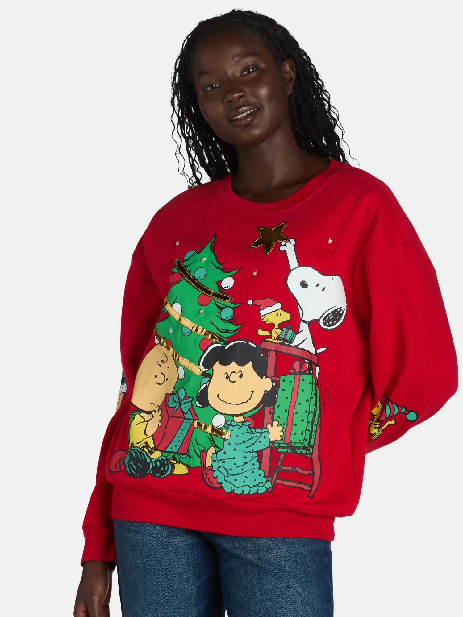 Peanuts Snoopy Women's Holiday Light Up Sweatshirt | Walmart (US)