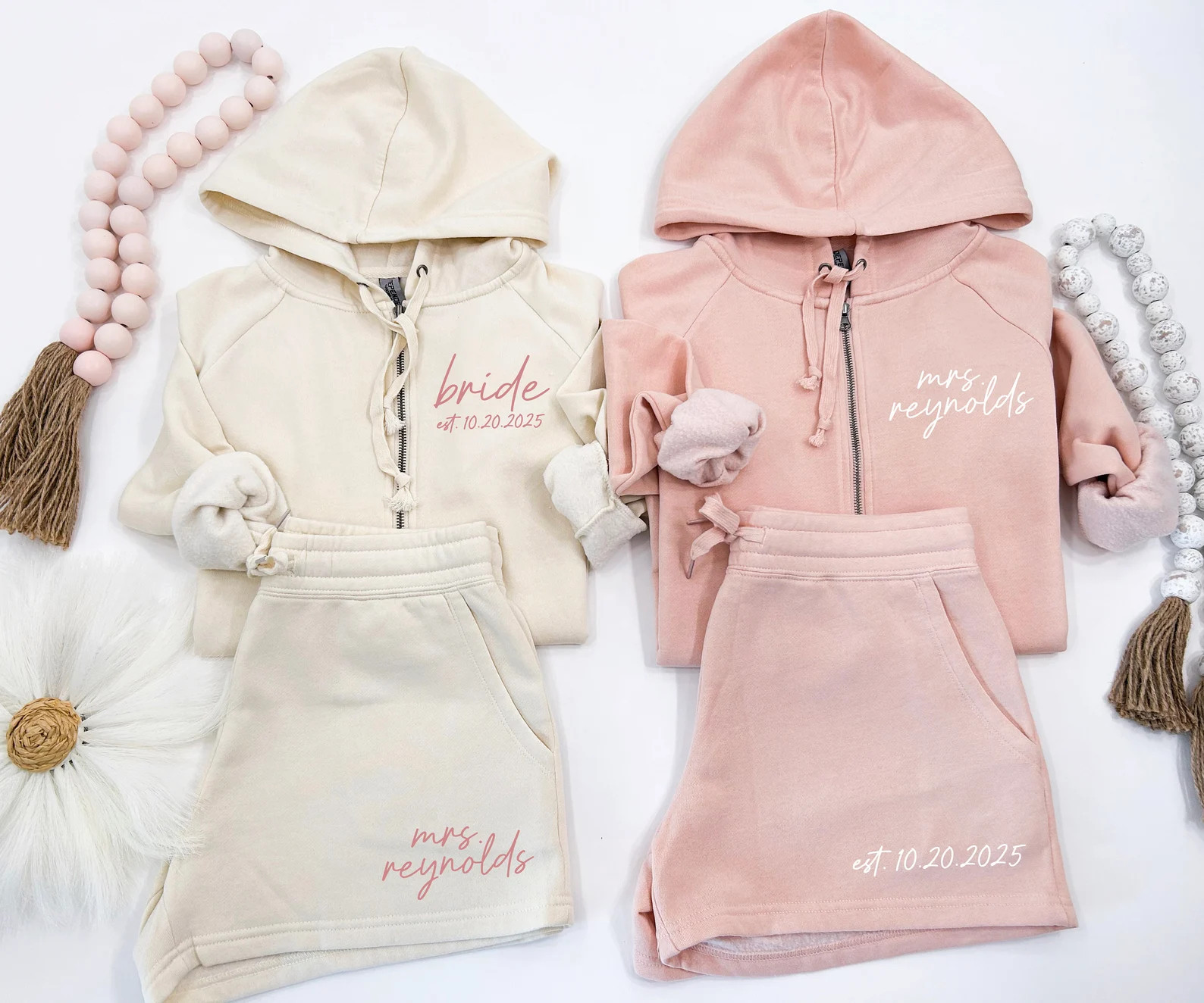 Bridal Full Zip-up With Choice of Shorts or Joggers as Getting Ready Outfit, Gift for Bridal Show... | Etsy (US)