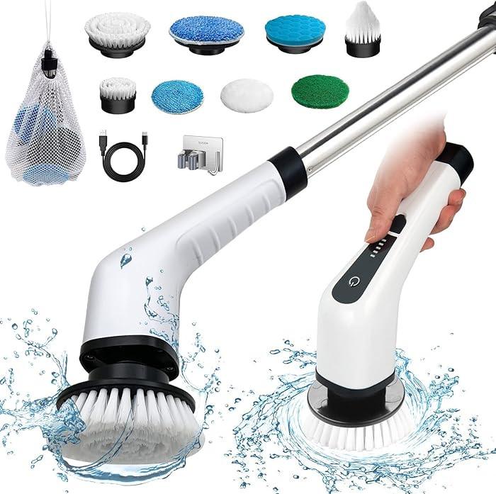 Electric Spin Scrubber, Cordless Bath Tub Power Scrubber with 8 Replaceable Drill Brush Heads, Sh... | Amazon (US)