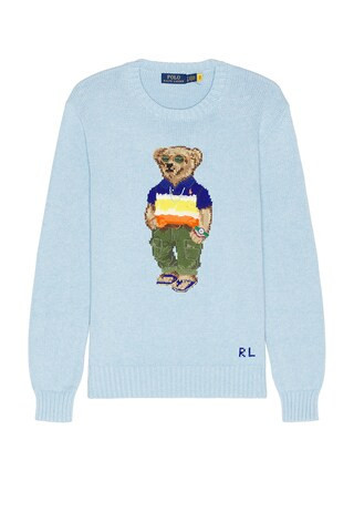 Polo Ralph Lauren Beach Shop Bear Crewneck Sweater in Baby Blue | FWRD 