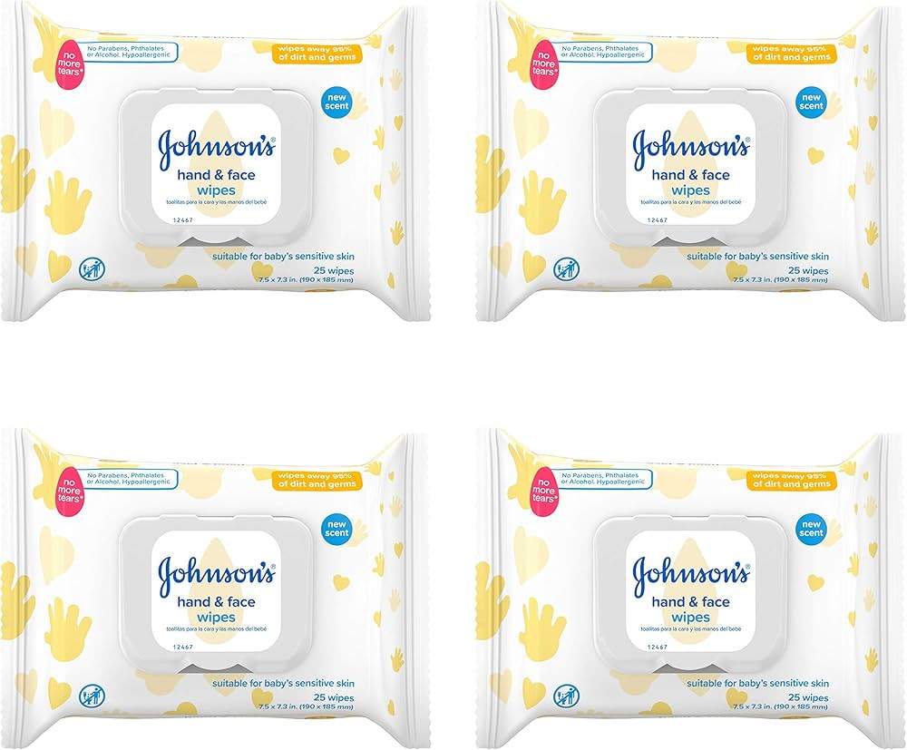 Johnson's Hand & Face Baby Sanitizing Cleansing Wipes for Travel and On-The-Go, No More Tears For... | Amazon (US)
