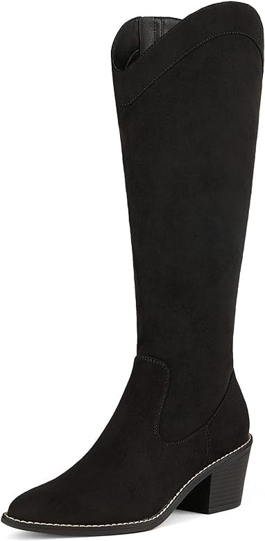 DREAM PAIRS Women's Riding Cowgirl Western Fall Pointed Toe Knee High Boots | Amazon (US)