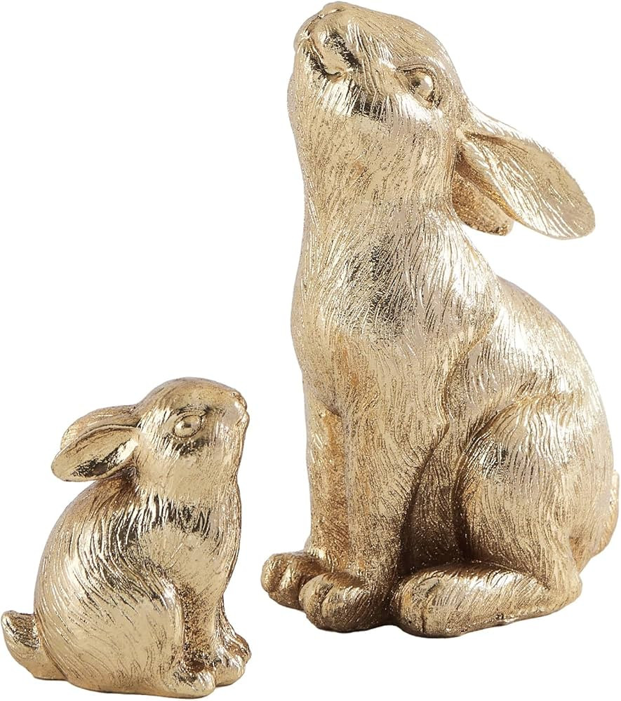 Set of 2 Easter Bunny Figurines, Gold Home Decor Resin Rabbit Statue, Easter Table Decor, Rabbit ... | Amazon (US)