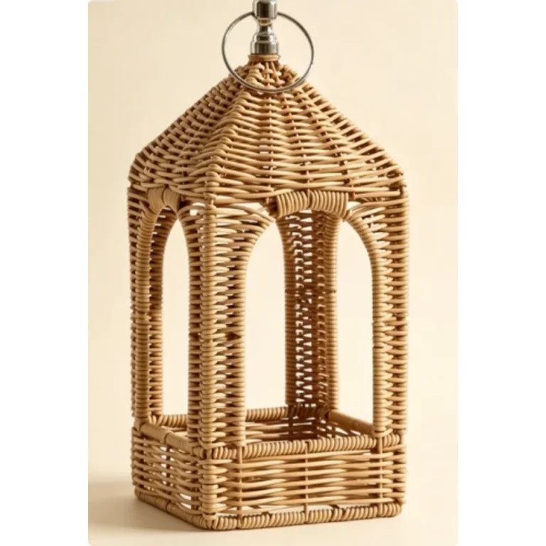12 Inch Rattan Lantern, Handcrafted Iron & Wicker Candle Holder, Rustic Indoor Outdoor Patio Deco... | Walmart (US)