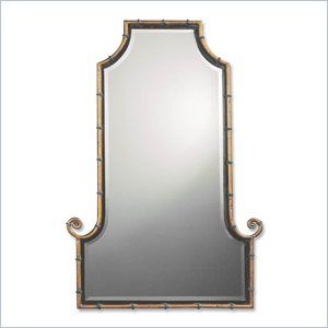 Bowery Hill Contemporary Iron Bamboo Mirror in Spotted Gold | Homesquare