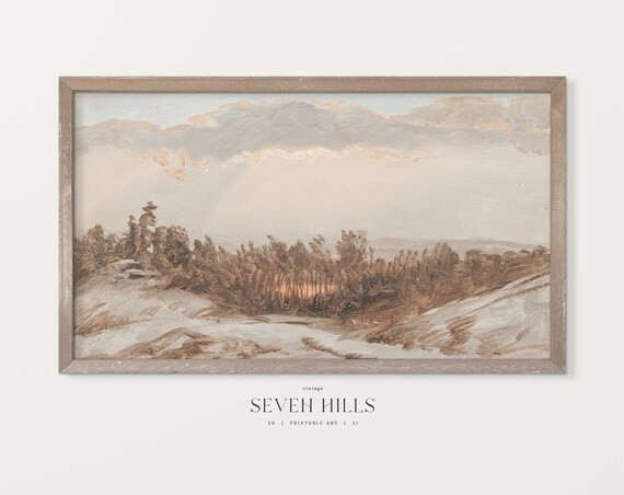 Neutral Frame TV Painting, Winter Landscape Samsung TV Wallpaper, Digital Download | #TV101 | Etsy (US)