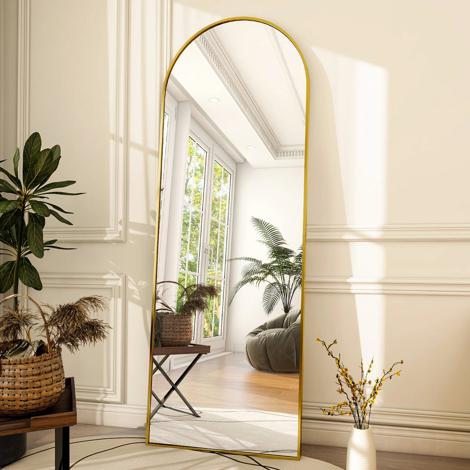 Latitude Run® Arched Metal Oversized Full Length Mirrors Wall Mirrors with Stand & Reviews | Way... | Wayfair North America