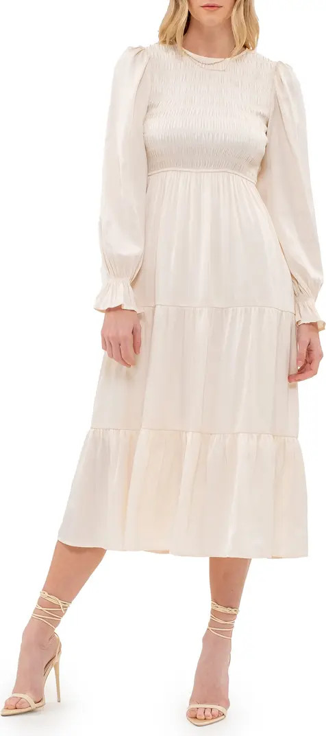 Satin Smocked Long Sleeve Dress | Nordstrom Rack