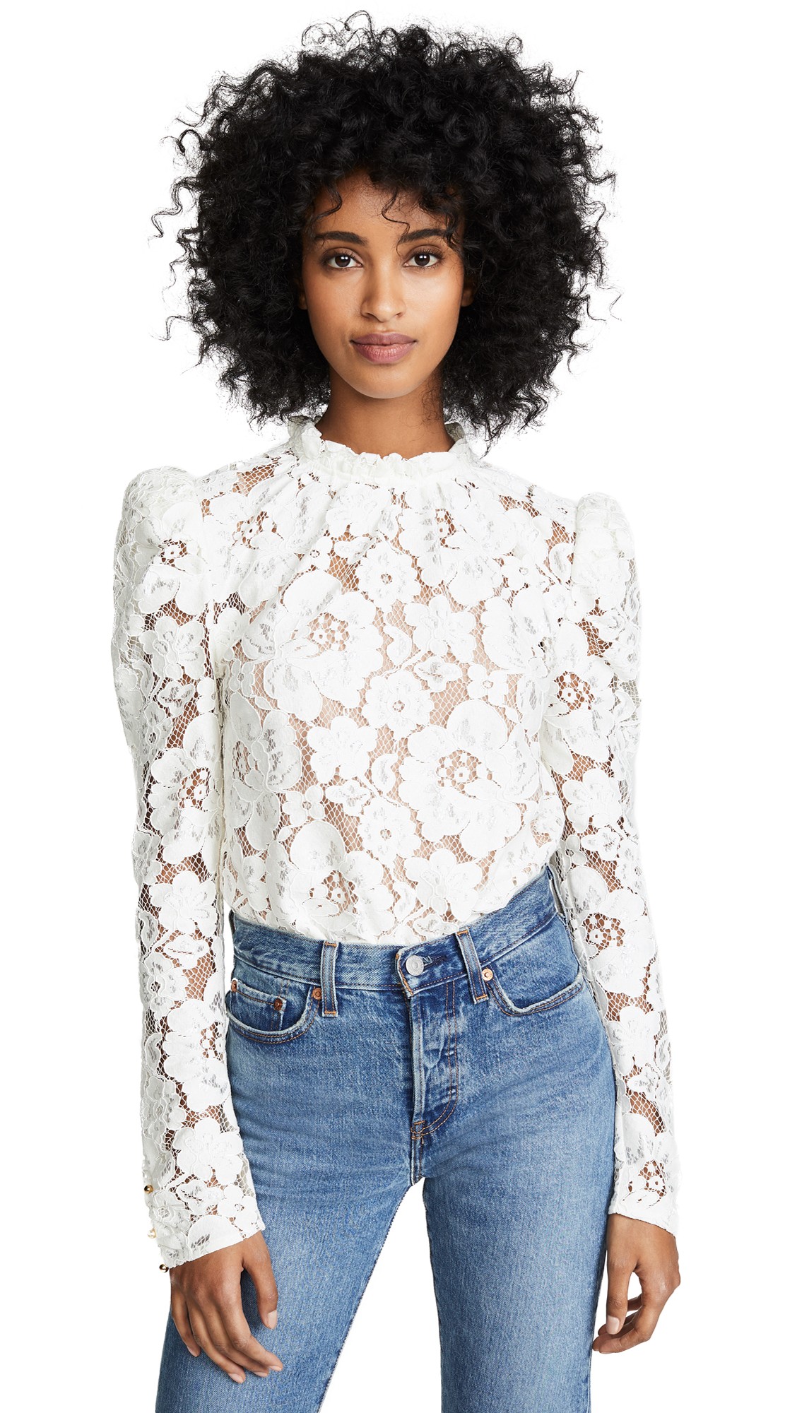 WAYF Emma Puff Sleeve Lace Top | Shopbop