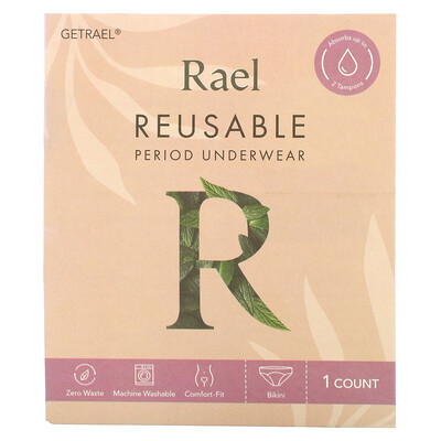 Rael, Reusable Period Underwear, Bikini, Small, Black, 1 Count | iHerb