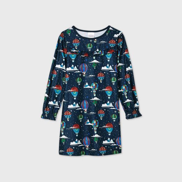 Kids' Holiday Hot Air Balloon Print Flannel Matching Family Pajamas Nightgown - Wondershop™ Nav... | Target