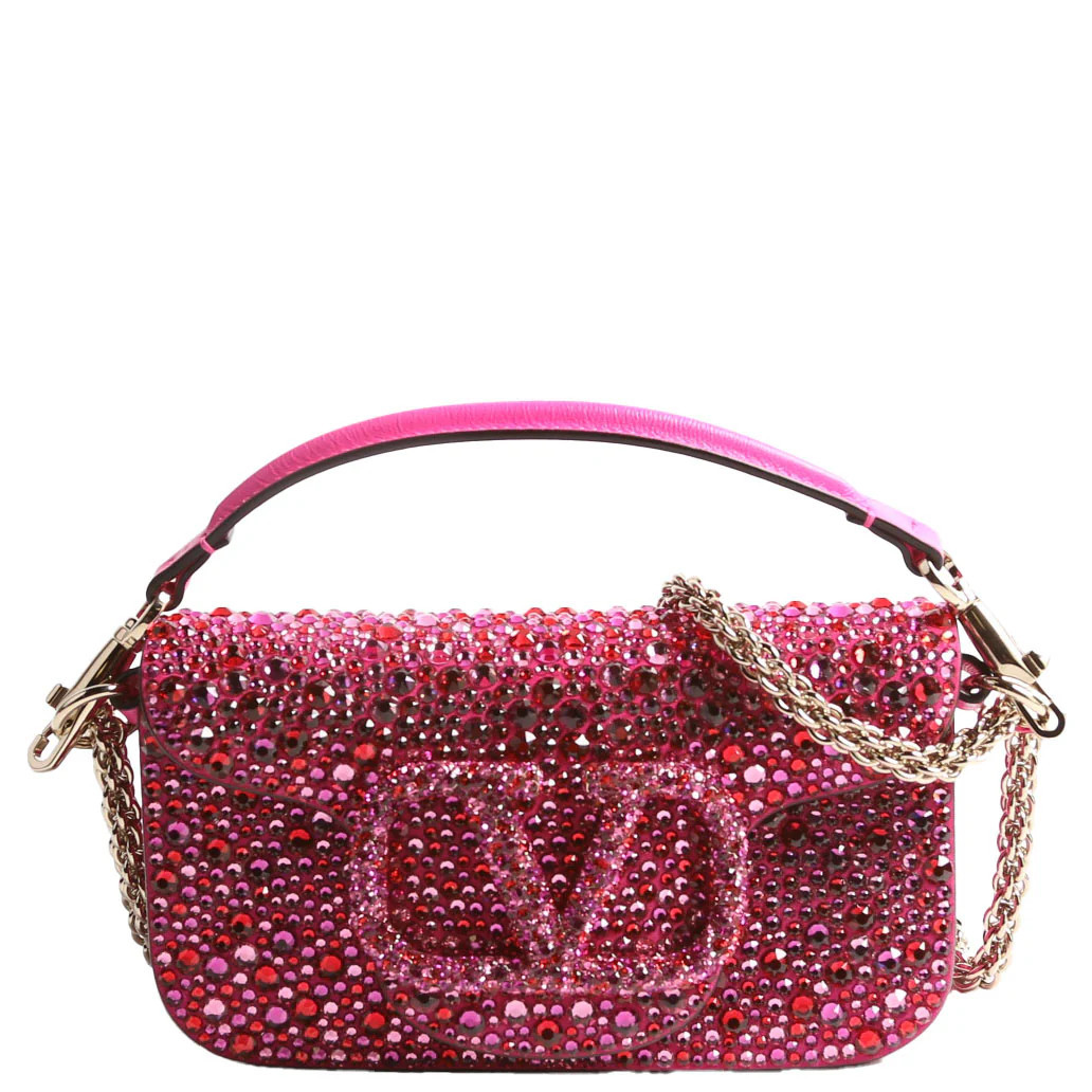 VLogo Small Loco Crystal Embellished Pink | Keeks Designer Handbags