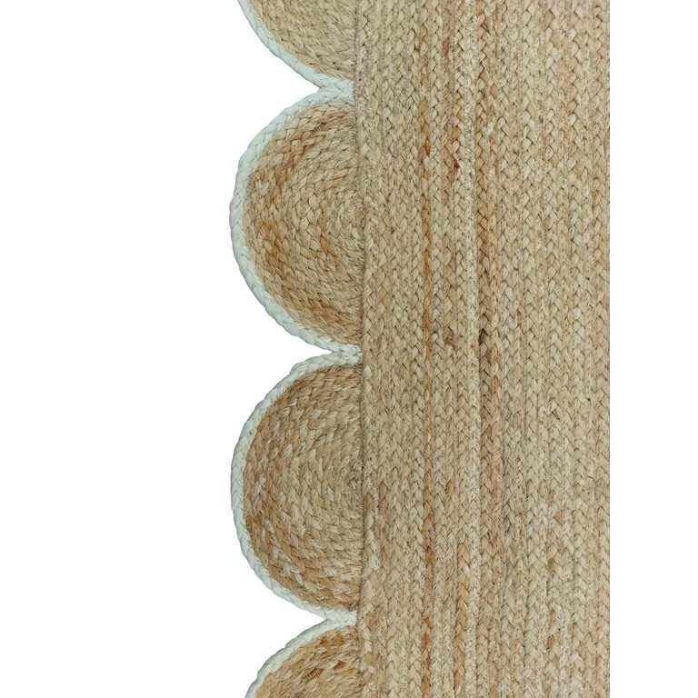 Weaving Village Scalloped Natural Jute Area Rug, Off White Color Trim, Size 2'x3' | Walmart (US)
