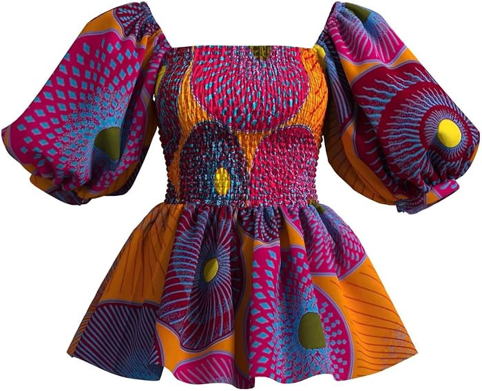 African Women Shirt Ankara Print Half Sleeve T Shirts Top Dashiki Causal | Amazon (US)