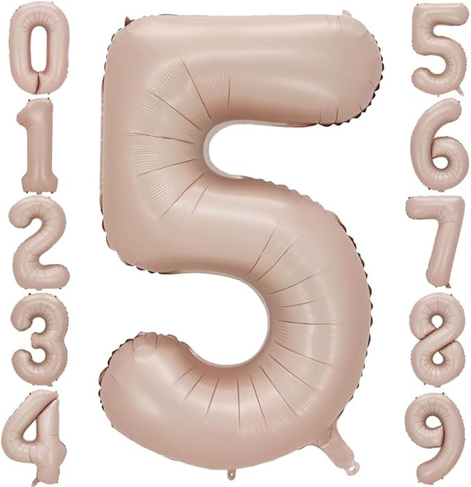 Light Pink Foil Balloons Number 5, 40 inch | Amazon (US)