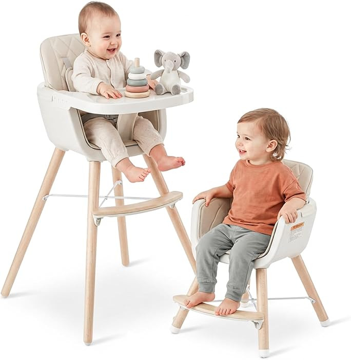 Mallify 3-in-1 Wooden High Chair, Convertible High Chairs for Babies and Toddlers, Baby Highchair... | Amazon (US)