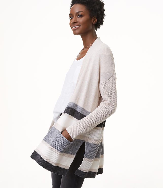 Striped Pocket Open Cardigan | LOFT