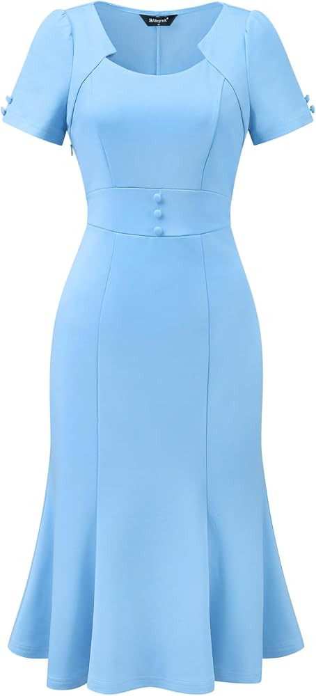 Allegra K Vintage 50s Dress for Women's Retro Cocktail Work Mermaid Midi Dress | Amazon (US)