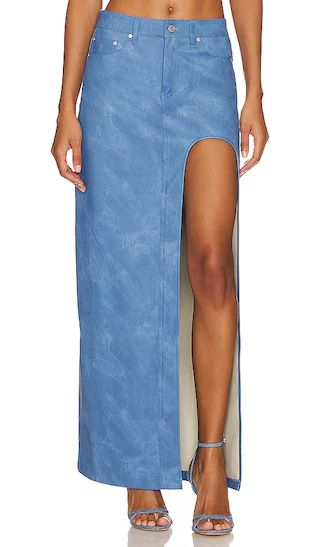 Bianca Maxi Skirt with High Slit in Indigo Blue | Revolve Clothing (Global)
